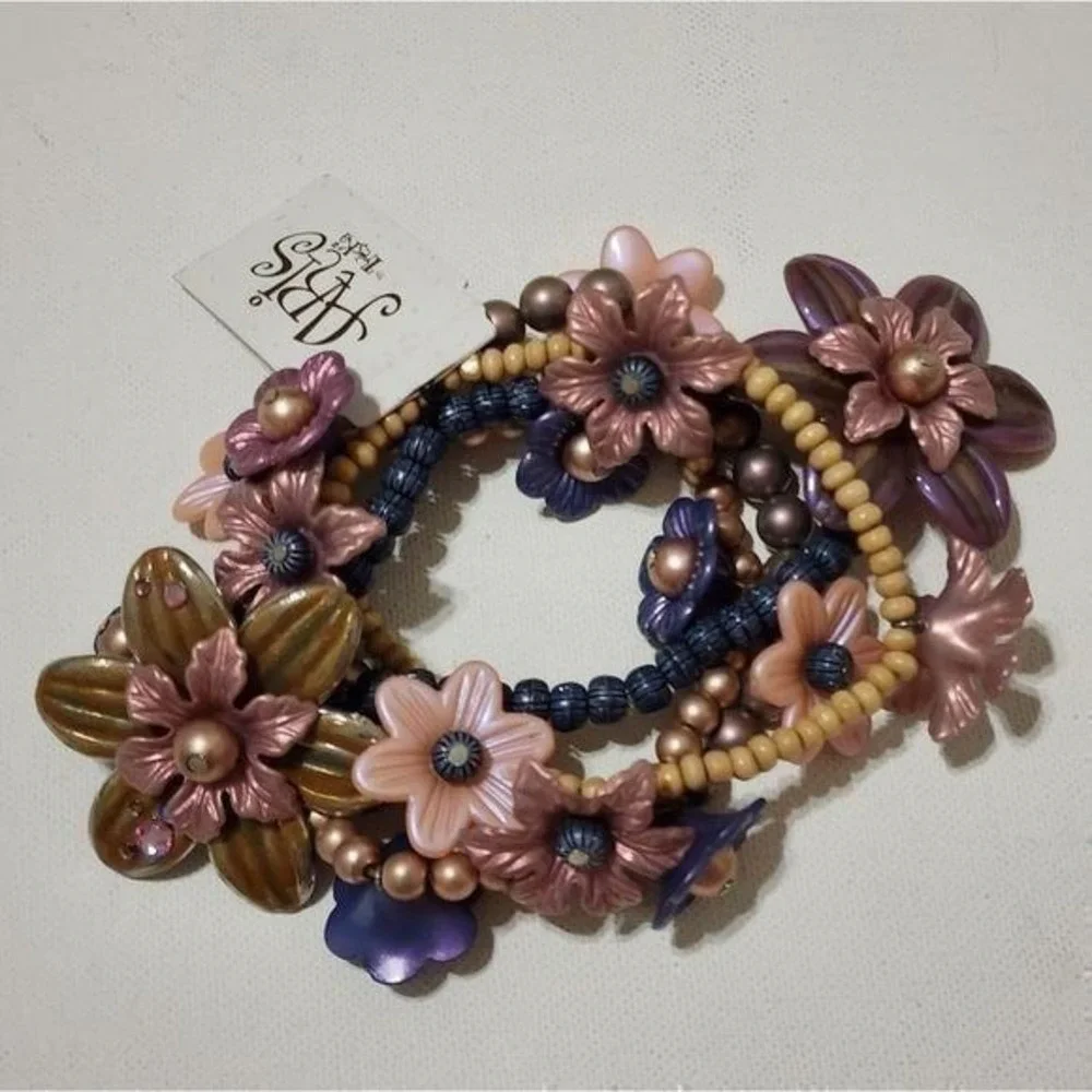 Treska flower beaded bracelet‎ bundle lot new!!!